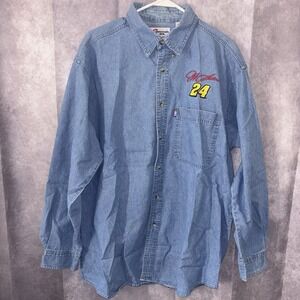 Vintage Men's Large Jeff Gordon #24 Competitors View NASCAR Button Denim Shirt